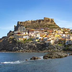 View of Castelsardo and fortress, Sassari, Sardinia, Italy