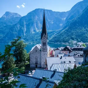 View on the Church of Hallstatt and the Lake View on the Church of Hallstatt and the Lake