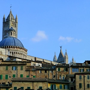 View on the city of Siena with the cathedral