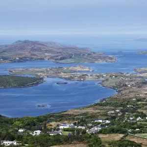 View from Diamond Hill over Letterfrack and Ballynakill Harbour, Connemara National Park, County Galway, Republic of Ireland, Europe View from Diamond Hill over Letterfrack and Ballynakill Harbour, Connemara National Park, County Galway, Republic of Ireland, Europe