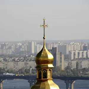 View of domes with crosses of Kiev-Pechersk lavra