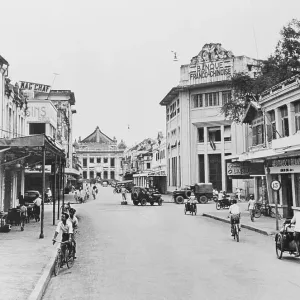 View of Early Hanoi with Pedestrians and Cyclists View of Early Hanoi with Pedestrians and Cyclists
