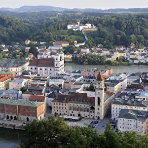View over the historic town centre between the Inn and Danube rivers, Passau, Lower Bavaria, Bavaria, Germany, Europe, PublicGround
