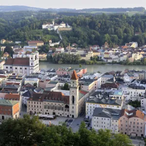 View over the historic town centre between the Inn and Danube rivers, Passau, Lower Bavaria, Bavaria, Germany, Europe, PublicGround