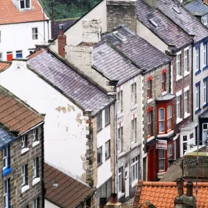 View of houses, Staithes, North York Moors, England