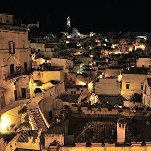 view of Matera at night