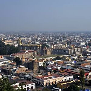 View towards the Monastery of San Gabriel and the historic town centre of San Pedro Cholula, Puebla, Mexico, Latin America, North America