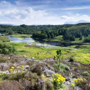 View across the moorland at Loch Dubhaird Mor in the Northern Highlands, Sutherland, Scotland, United Kingdom, Europe View across the moorland at Loch Dubhaird Mor in the Northern Highlands, Sutherland, Scotland, United Kingdom, Europe