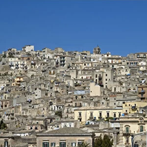 View at the old town with the San Giorgio Cathedral Modica Italy