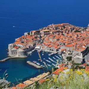 View of Old Town, the walled city of Dubrovnik, UNESCO World Heritage Site, Dalmatia, Croatia