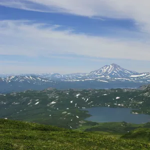 View from Pauzhekta of Kurile Lake and the Ilinskaya volcano, Pauzhetka, Kamchatka Peninsula, Russia