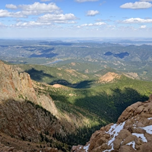 View from Pikes Peak Highway to the Pike National Forest, Colorado Springs, Colorado, USA