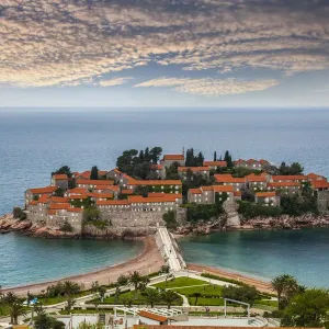 View of Sveti Stefan resort-island, Montenegro