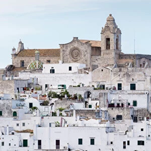 View of the town with the cathedral, Ostuni, Apulia, Italy