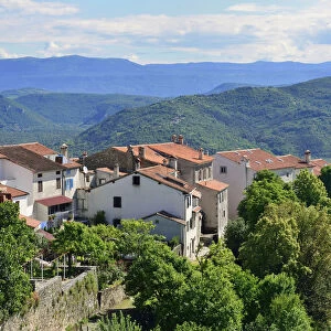 View across the town with the Church of Saint Margareth, Motovun, Montona, Mirna Valley, Istria, Croatia