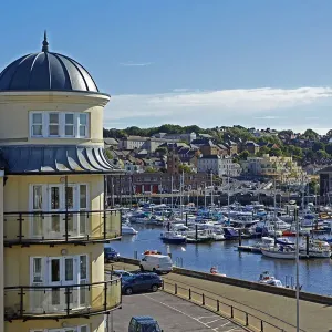Weymouth Harbour Print - Elevated View of Yachts and Boats