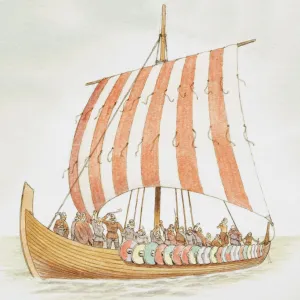 Viking longship carrying warriors