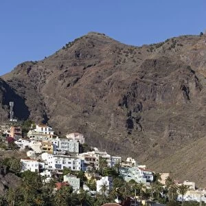 Village of La Calera on a mountain slope, La Calera, Valle Gran Rey, La Gomera, Canary Islands, Spain