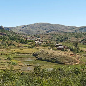 Village of the Merina people with terraced rice paddies, near Antananarivo, Madagascar