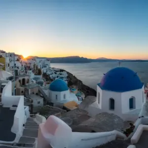 Village of Oia at Sunrise Print, Santorini, Greece Village of Oia at Sunrise Print, Santorini, Greece