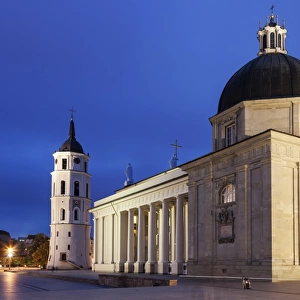 Vilnius Cathedral Basilica at evening