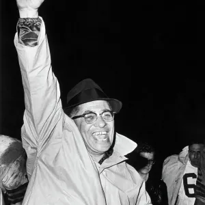Vince Lombardi Raising Fist in Victory