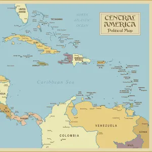 A vintage Central America Political Map