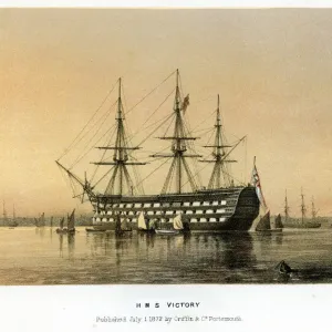 Alte Farbdruck von der HMS Victory Alte Farbdruck von der HMS Victory