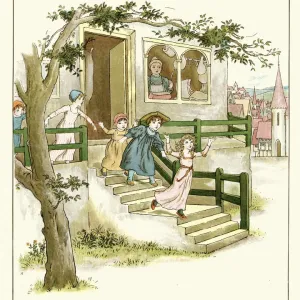 Vintage engraving of a scene from the Pied Piper of Hamelin Vintage engraving of a scene from the Pied Piper of Hamelin