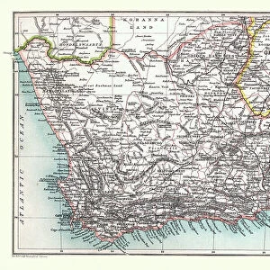 Vintage illustration Old Map of South Africa, Cape Colony, 1890s, 19th Century