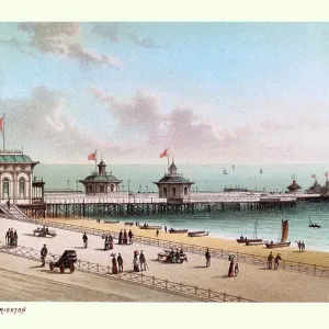 Vintage illustration of The West Pier, Brighton, East Sussex, a seaside resort. Victorian, 19th Century Vintage illustration of The West Pier, Brighton, East Sussex, a seaside resort. Victorian, 19th Century