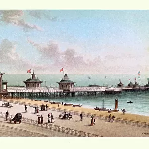 Vintage illustration of The West Pier, Brighton, East Sussex, a seaside resort. Victorian, 19th Century