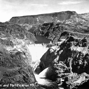 Vintage image of Boulder Dam and Fortification Mountain Vintage image of Boulder Dam and Fortification Mountain