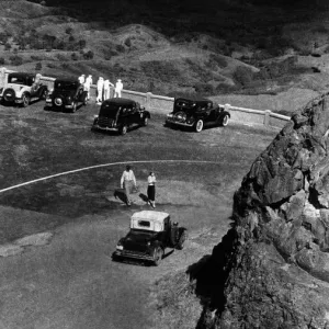 Vintage image of cars at lookout point