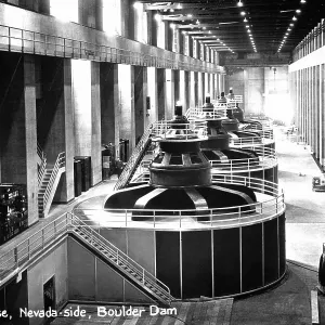 Vintage image of generator room at Boulder Dam Vintage image of generator room at Boulder Dam