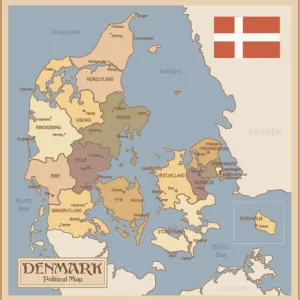 Vintage Map of Denmark Vintage Map of Denmark