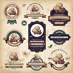 Vintage Mushroom Labels