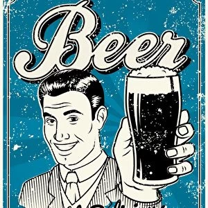 Vintage Screen Printed Beer Poster