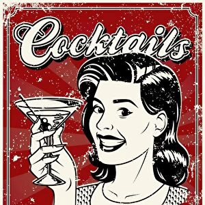 Vintage Screen Printed Cocktail Poster