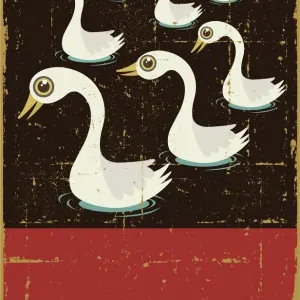 Vintage Seven Swans a Swimming Vintage Seven Swans a Swimming