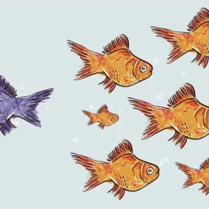 Violet Goldfish Standing Out Print Violet Goldfish Standing Out Print