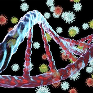 Viruses and DNA, illustration