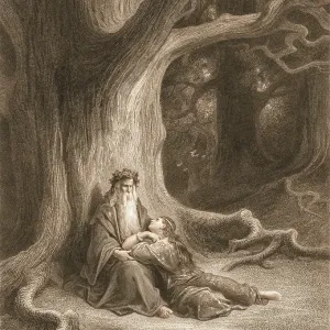 Vivian And Merlin Repose By Gustave Dore