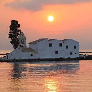Vlacherna monastery at dawn, Corfu, Greece