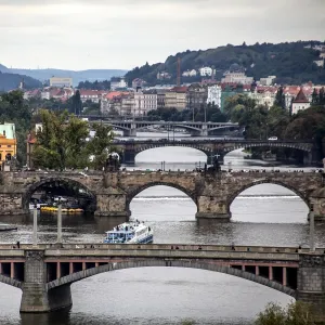 The Vltava river and Charles bridge in Prague