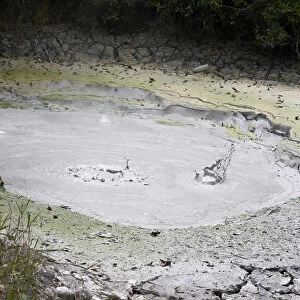 Volcanic, bubbling mud pool with mineral-rich mud, Las Pailas, Ricon de la Vieja National Park, Province of Guanacaste, Costa Rica, Central America