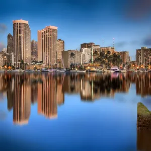 Waikiki Skyline Print: Dusk Reflections Waikiki Skyline Print: Dusk Reflections