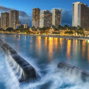 Waikiki Wall At Sunset