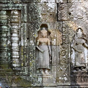 Wall engraving at Ta Nei temple Angkor Cambodia
