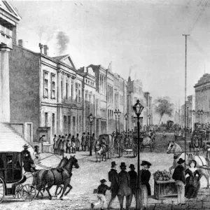 Wall Street Scene Print, 1860s Engraving Wall Street Scene Print, 1860s Engraving